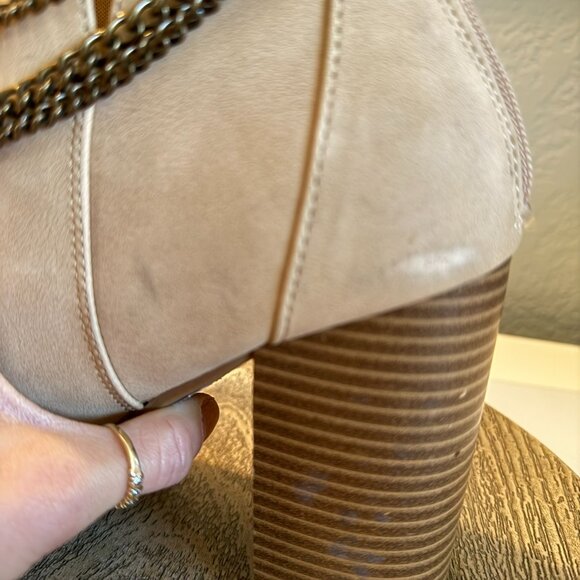 Report Tan Heeled Booties with Chain Detail, Size 6 - Picture 9 of 11